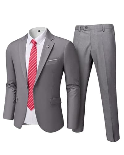Hihawk Men's Slim Fit Suit with Stretch Jacket & Pants Set