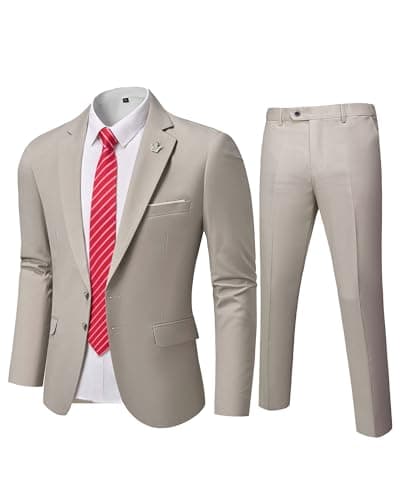 MY'S Men's Slim Fit Two-Piece Suit Notch Lapel Jacket and Pants Wedding Party Blazer