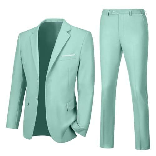 Lynerun Men's Slim Fit 2-Piece Prom Tuxedo Suit Jacket and Pants Set
