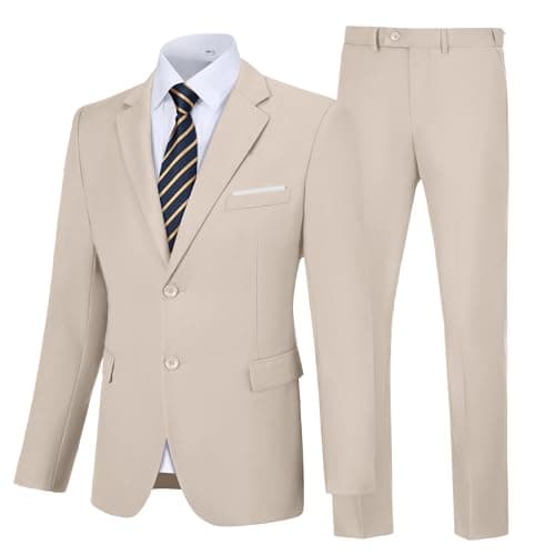 Amyox Men's Slim Fit Two Piece Wedding Prom Suit Jacket & Pants Set