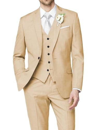 HUUTOE Men's Slim Fit Wedding Groomsmen Tuxedo Set Blazer Jacket Pants