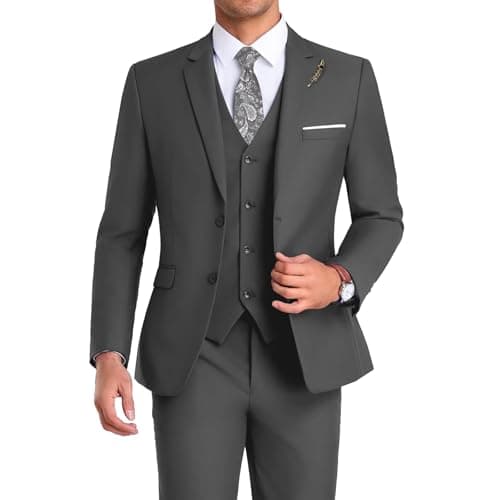 Mrbuerly Men's Slim Fit 3-Piece Suit for Groomsmen with Tie and Pants XS/36-30