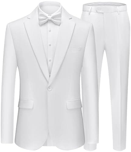WEEN CHARM Men's Slim Fit 2-Piece One-Button Blazer & Tuxedo Pants Wedding Prom Suit Set