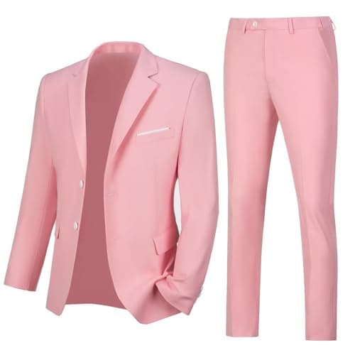 Lynerun Men's Slim Fit 2-Piece Prom Tuxedo Suit Jacket and Pants Set