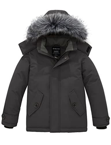 Wantdo Boys' Winter Waterproof Puffer Jacket with Hood & Fleecy Lining