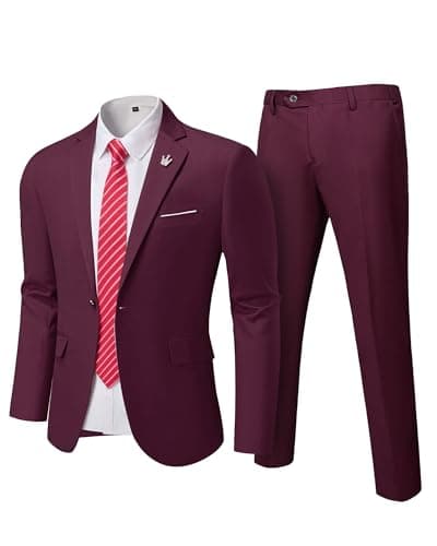 Hihawk Men's Slim Fit Suit with Stretch Jacket & Pants Set