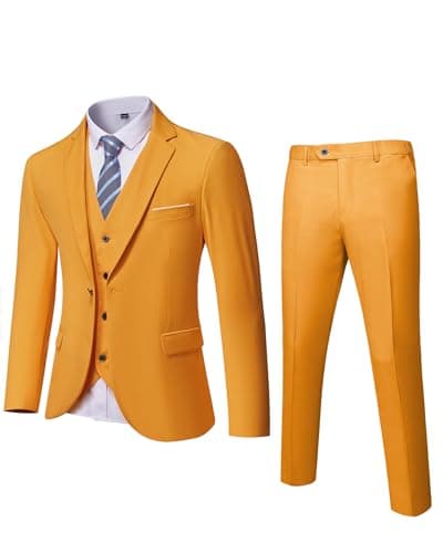 MrSure Men’s Slim Fit Tuxedo 3-Piece Suit_Blazer_Vest_Pants_Tie Party_Wedding_Business