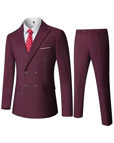 YND Men's Slim Fit 3 Piece Stretch Suit with One Button Blazer Pants, Party & Wedding