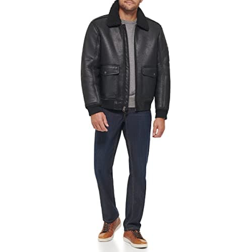 Levi's Men Faux Leather Aviator Bomber Jacket