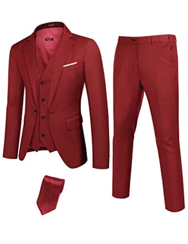 COOFANDY Men's 3-Piece Slim Fit Suit with Blazer Jacket and Pant
