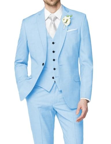 HUUTOE Men's Slim Fit Wedding Groomsmen Tuxedo Set Blazer Jacket Pants