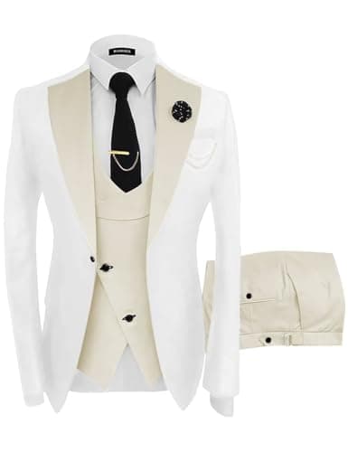 Wangyue Men's Slim Fit 3-Piece Suit for Weddings and Formal Events