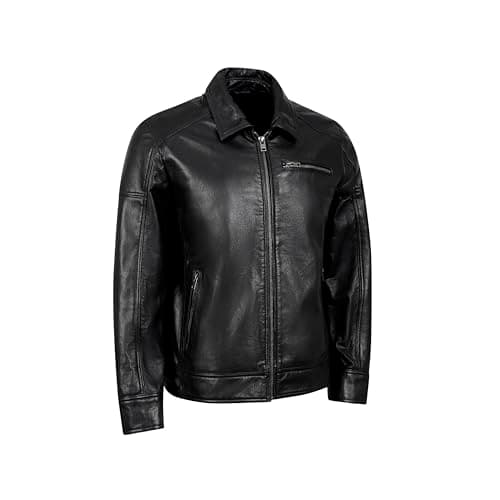 Men's Premium Real Lambskin Polo Collar Jacket - Classic Style