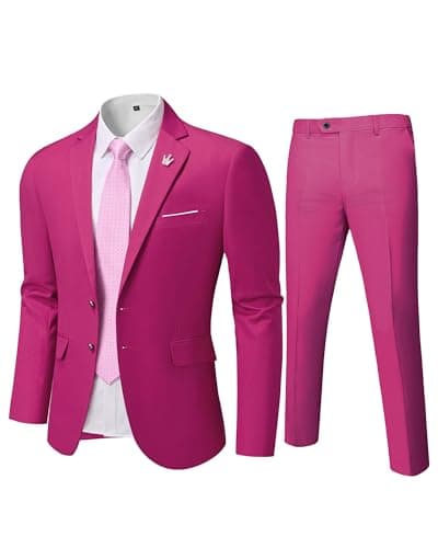 MY'S Men's Slim Fit Two-Piece Suit Notch Lapel Jacket and Pants Wedding Party Blazer