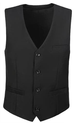 WOMS Mens Slim Fit 3 Piece Suit Set 2 Button Blazer Vest Pants