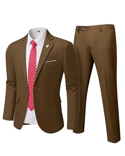 Hihawk Men's Slim Fit Suit with Stretch Jacket & Pants Set