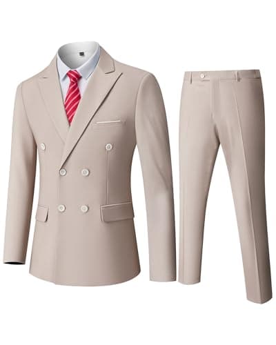 YND Men's Slim Fit 3 Piece Stretch Suit with One Button Blazer Pants, Party & Wedding