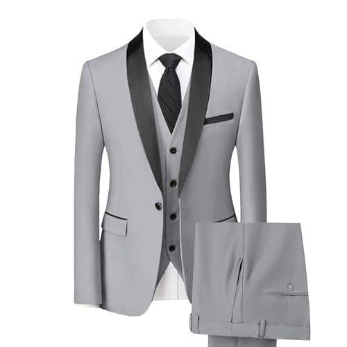 Hipfun Men's 3-Piece Slim Fit Suit for Wedding & Business