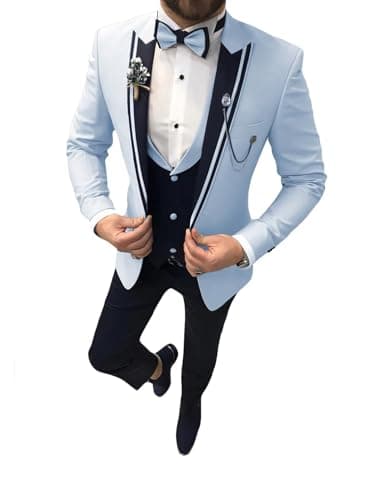 Suzhimo Men's Slim Fit Tuxedo Suit with Blazer, Pants & Tie for Marriage Prom