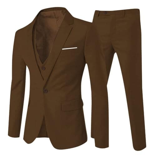 Cloudstyle Men's Slim Fit Notched Lapel 3-Piece Formal Suit Jacket & Pants Set