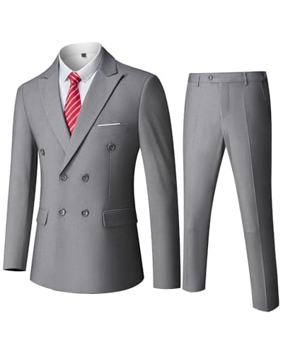 YND Men's Slim Fit 3 Piece Stretch Suit with One Button Blazer Pants, Party & Wedding