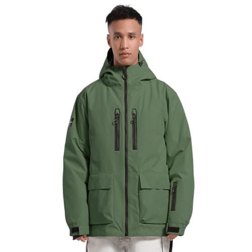 GSOU Men's Waterproof Windproof Insulated Ski Jacket for Snowboarding Winter Sports
