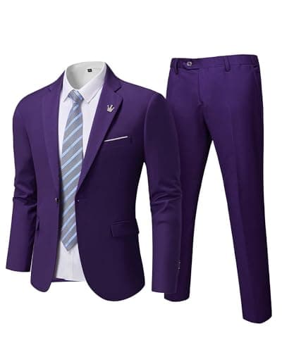 Hihawk Men's Slim Fit Suit with Stretch Jacket & Pants Set
