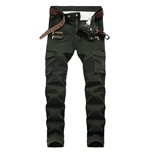COOSVEN Men's Ripped Slim Straight Denim Jeans with Holes