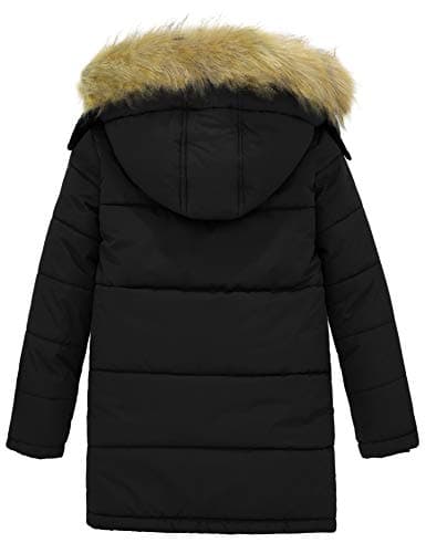 Winter Warm Boys' Coat - Long Puffer Jacket with Removable Faux Fur Hood