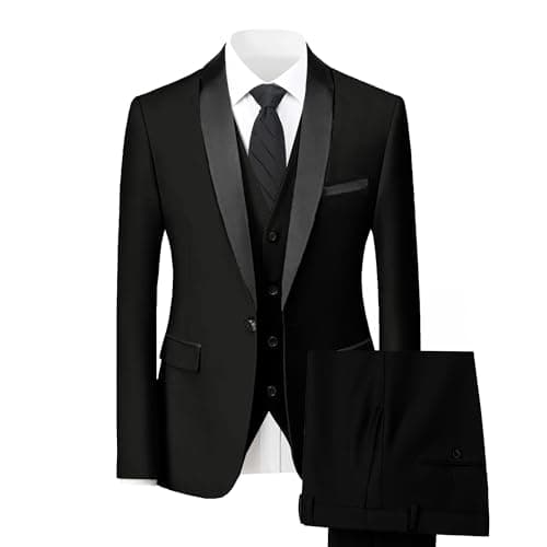 Hipfun Men's 3-Piece Slim Fit Suit for Wedding & Business