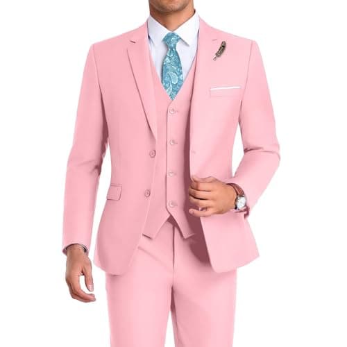 Mrbuerly Men's Slim Fit 3-Piece Suit for Groomsmen with Tie and Pants XS/36-30