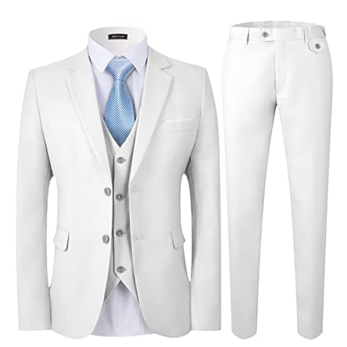 WEEN CHARM Men's Slim Fit 3-Piece Tuxedo Suit 2-Button Jacket Pants Tie