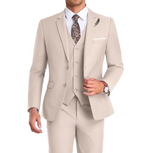 Mrbuerly Men's Slim Fit 3-Piece Suit for Groomsmen with Tie and Pants XS/36-30
