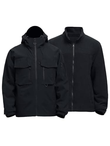 Rejork Men's 3-in-1 Waterproof Winter Ski Jacket with Windbreaker and Thermal Fleece Liner