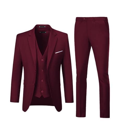 Diaryan Men's Slim Fit 3-Piece Wedding Suit Groomsmen Tuxedo