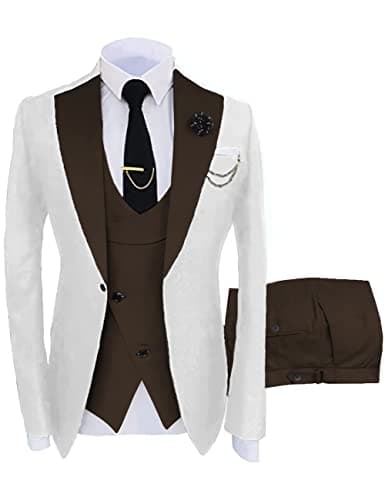 Wangyue Men's Slim Fit 3-Piece Suit for Weddings and Formal Events