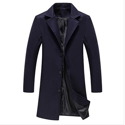 Men's Big and Tall Notched Lapel Woolen Pea Coats M-5XL