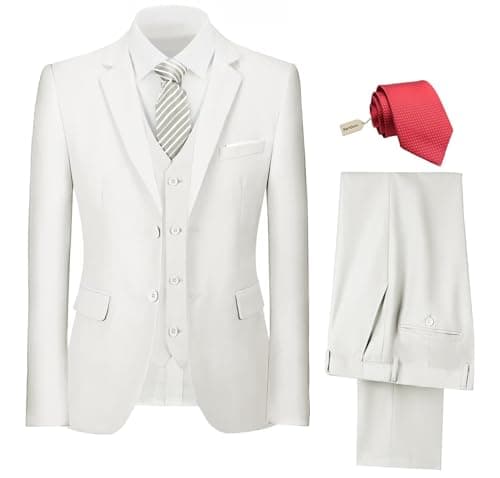 Pyiuhs Slim Fit 3 Piece Wedding Groomsmen Suit Set