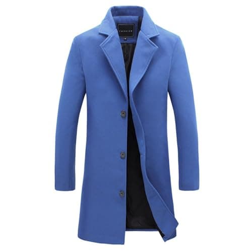 Men's Mid-Length Notch Lapel Wool Blend Trench Coat