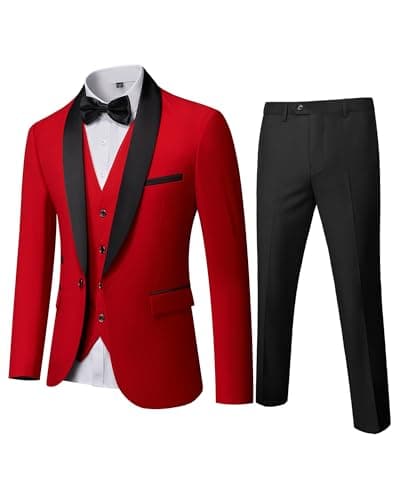 MY'S Mens Winter Slim Fit Tuxedo Suit Shawl Lapel 3-Piece Set