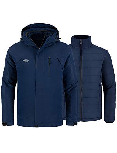 Wantdo Men's Waterproof 3-in-1 Ski & Snowboarding Jacket Windproof Warm Coat with Detachable Puffer