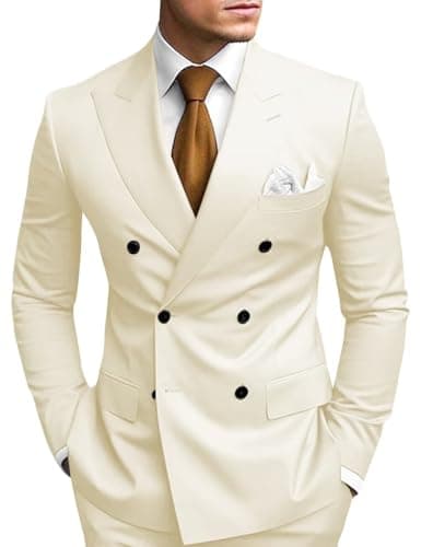 Double Breasted Suit Men Slim Fit 2 Piece Wedding Prom Set