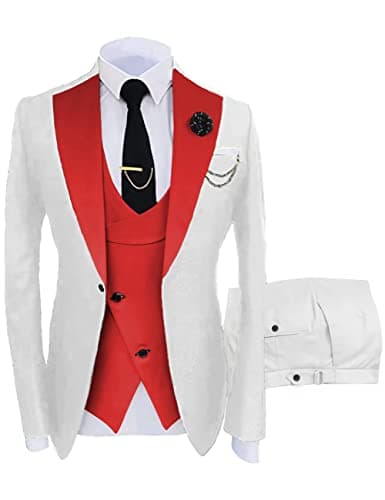Wangyue Men's Slim Fit 3-Piece Suit for Weddings and Formal Events