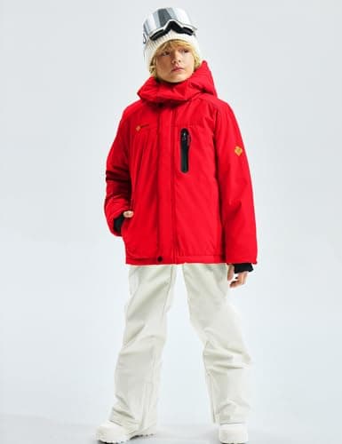 GEMYSE Boy's Waterproof Winter Snow Jacket with Hood and Fleece Liner