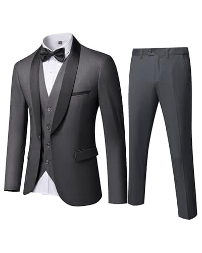 MY'S Mens Winter Slim Fit Tuxedo Suit Shawl Lapel 3-Piece Set