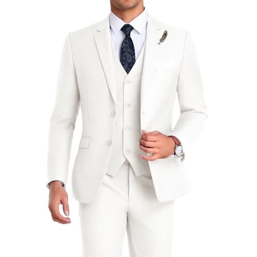 Mrbuerly Men's Slim Fit 3-Piece Suit for Groomsmen with Tie and Pants XS/36-30