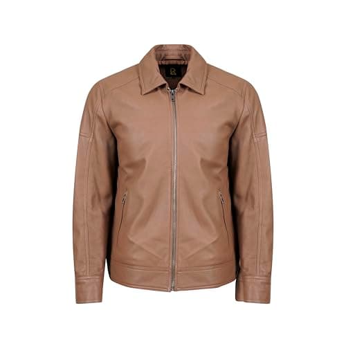 Men's Premium Real Lambskin Polo Collar Jacket - Classic Style