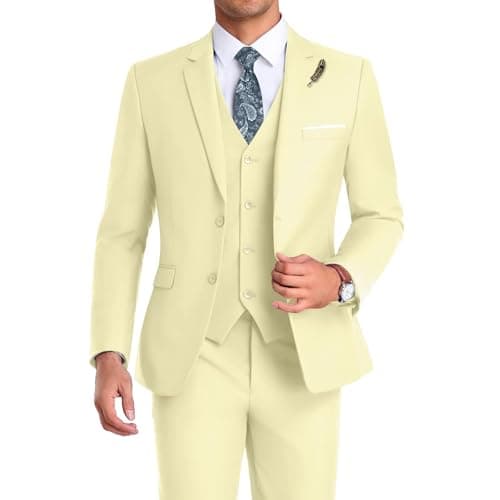 Mrbuerly Men's Slim Fit 3-Piece Suit for Groomsmen with Tie and Pants XS/36-30