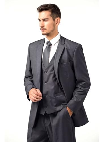 Pyiuhs Slim Fit 3 Piece Wedding Groomsmen Suit Set