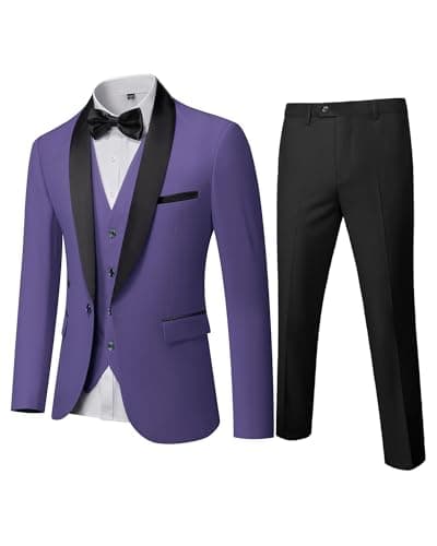 MY'S Mens Winter Slim Fit Tuxedo Suit Shawl Lapel 3-Piece Set
